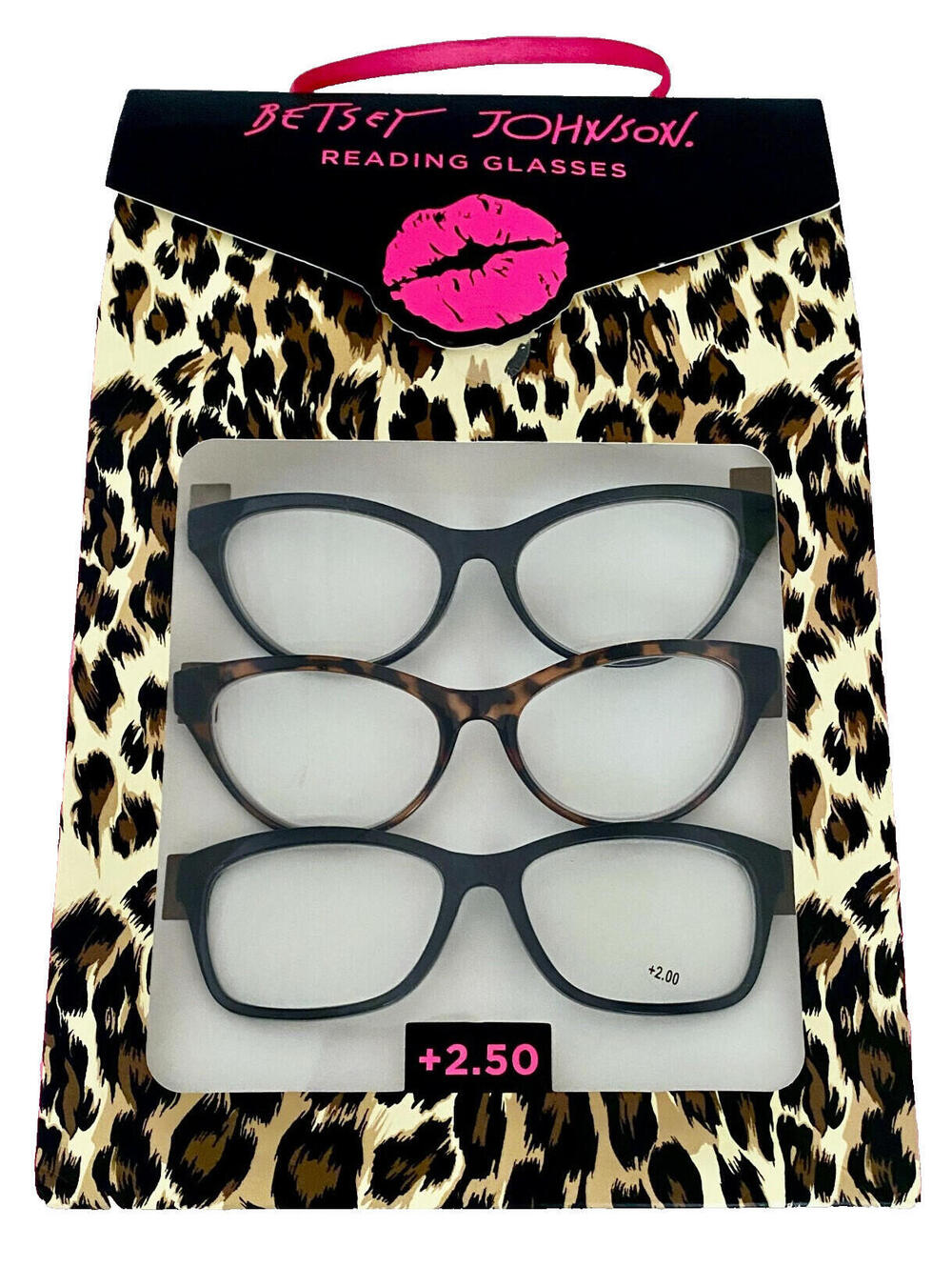 NWT Betsey Johnson Designer Reading Glasses 3 Pairs Set +2.50 Strength (Boxed)